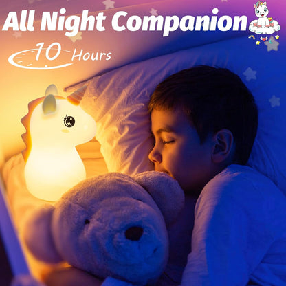 Unicorn Cartoon Silicone Touch LED Night Lamp USB Rechargeable  (Delivery Free)
