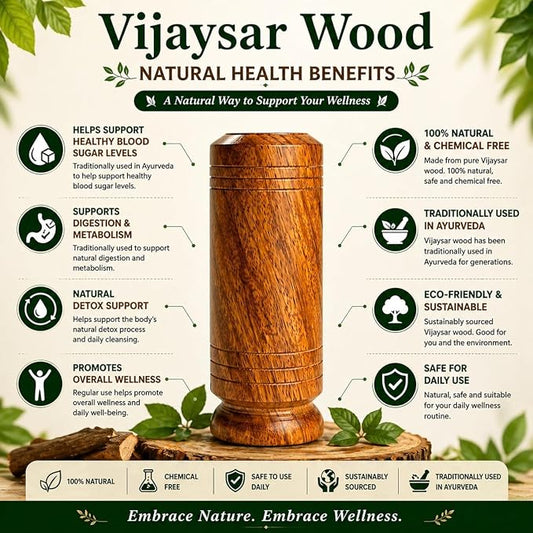 Vijaysar Jamun Tree Wooden Glass For Sugar Control