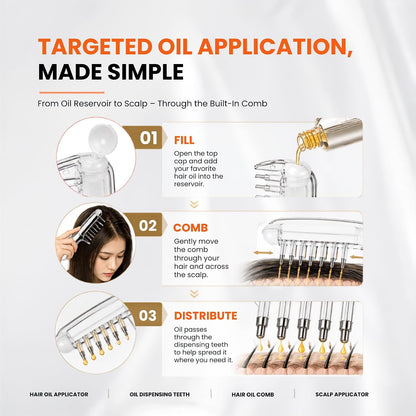 Hair Oil Applicator & Refillable Scalp Massager Comb