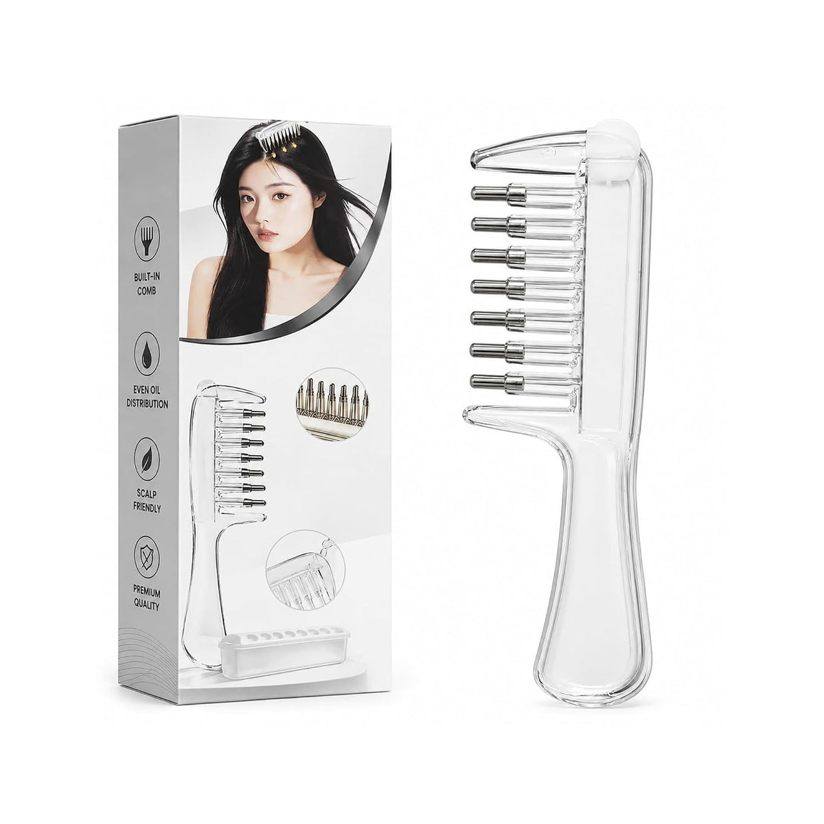 Hair Oil Applicator & Refillable Scalp Massager Comb