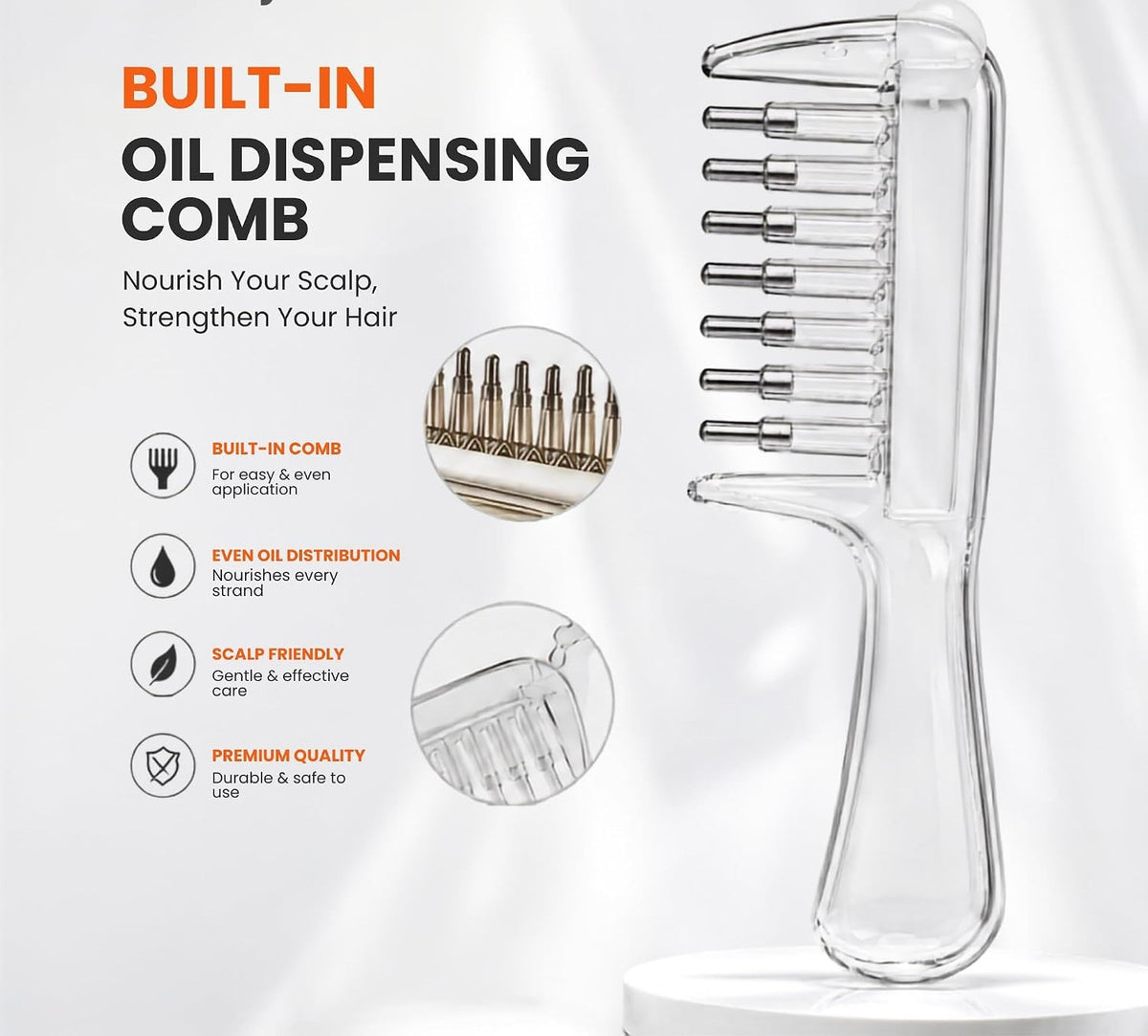 Hair Oil Applicator & Refillable Scalp Massager Comb