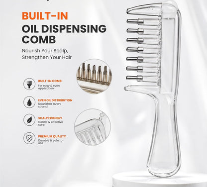 Hair Oil Applicator & Refillable Scalp Massager Comb