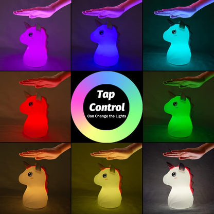 Unicorn Cartoon Silicone Touch LED Night Lamp USB Rechargeable  (Delivery Free)