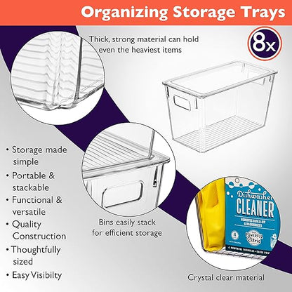 Clear Space Plastic Storage Bins with Lids – Ideal for Kitchen, Pantry, Fridge, and Cabinet Organization