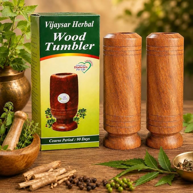 Vijaysar Jamun Tree Wooden Glass For Sugar Control