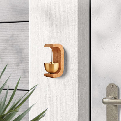 Elegant Wooden Doorbell Chime with Brass Bell for Home Office Decor