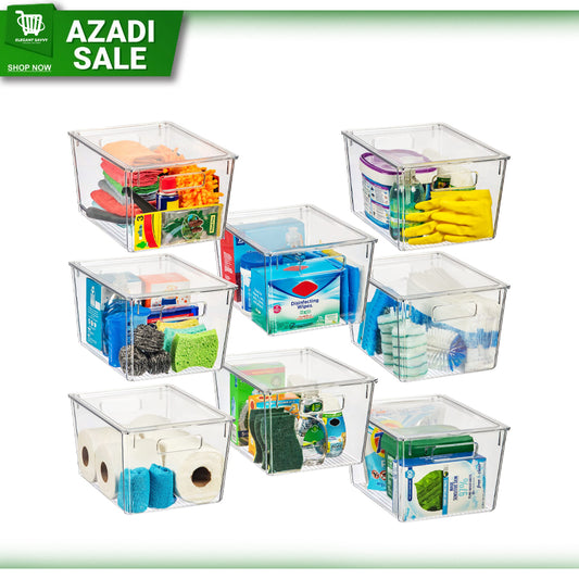 Clear Space Plastic Storage Bins with Lids – Ideal for Kitchen, Pantry, Fridge, and Cabinet Organization