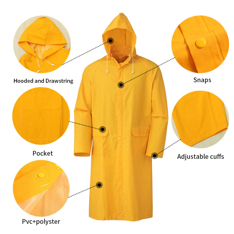 High Quality PVC Long Rain Coat - 100% Waterproof & Durable