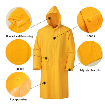 High Quality PVC Long Rain Coat - 100% Waterproof & Durable