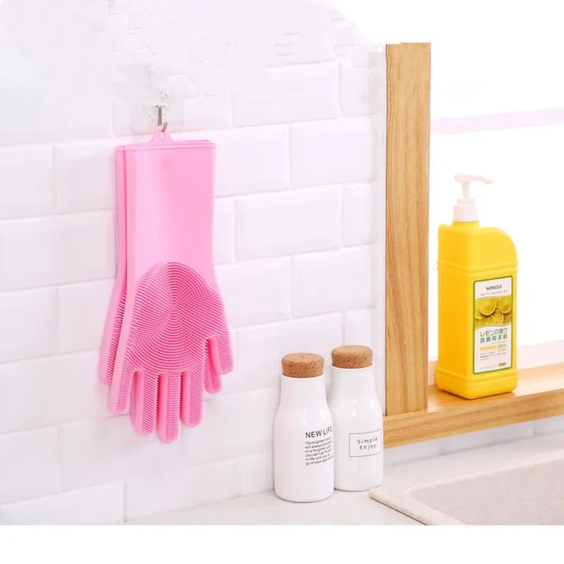Multipurpose Dishwashing Cleaning Reusable  Magic Silicone Rubber Gloves For Household