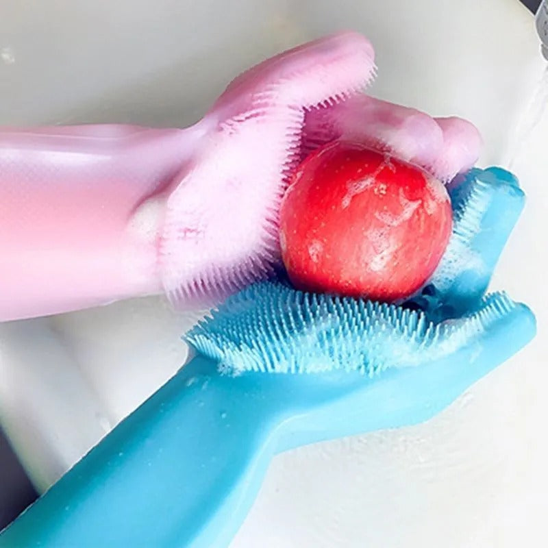 Multipurpose Dishwashing Cleaning Reusable  Magic Silicone Rubber Gloves For Household