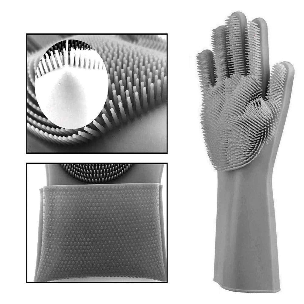 Multipurpose Dishwashing Cleaning Reusable  Magic Silicone Rubber Gloves For Household