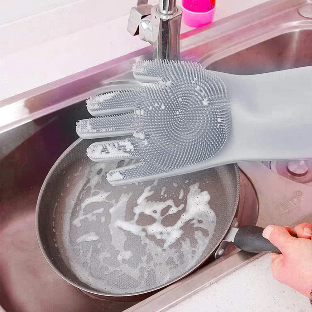 Multipurpose Dishwashing Cleaning Reusable  Magic Silicone Rubber Gloves For Household