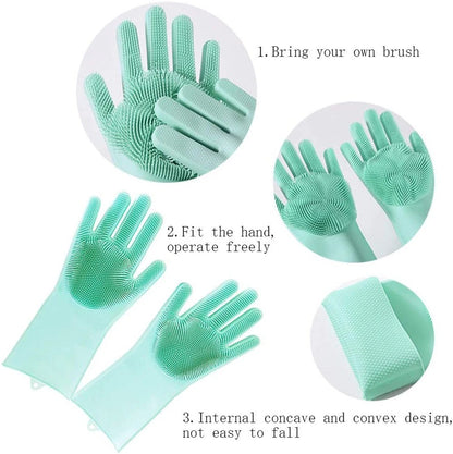 Multipurpose Dishwashing Cleaning Reusable  Magic Silicone Rubber Gloves For Household
