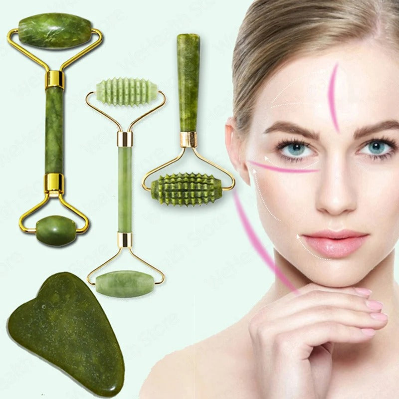 Jade Stone Roller & Gua Sha Facial & Body Massager
