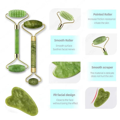 Jade Stone Roller & Gua Sha Facial & Body Massager
