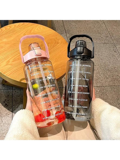 2 Liter Water Bottle with Straw Female Jug Girls Portable Travel bottles Fitness