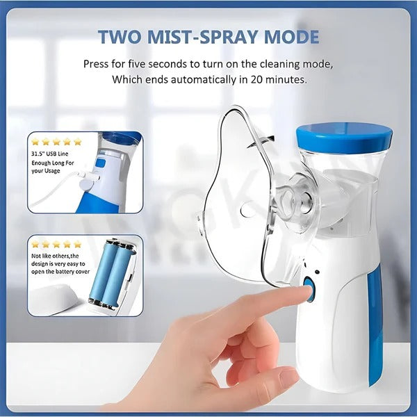 Mini Portable Mesh Nebulizer Machine for Kids & Adults | Handheld Inhaler for Home & Travel