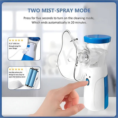 Mini Portable Mesh Nebulizer Machine for Kids & Adults | Handheld Inhaler for Home & Travel