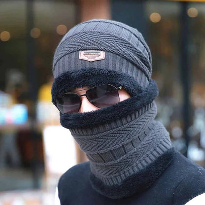 Winter Beanie Hat and Scarf Thermal Knit Hat Skull Cap Full Set-2 Piece