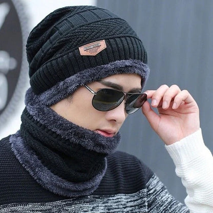 Winter Beanie Hat and Scarf Thermal Knit Hat Skull Cap Full Set-2 Piece