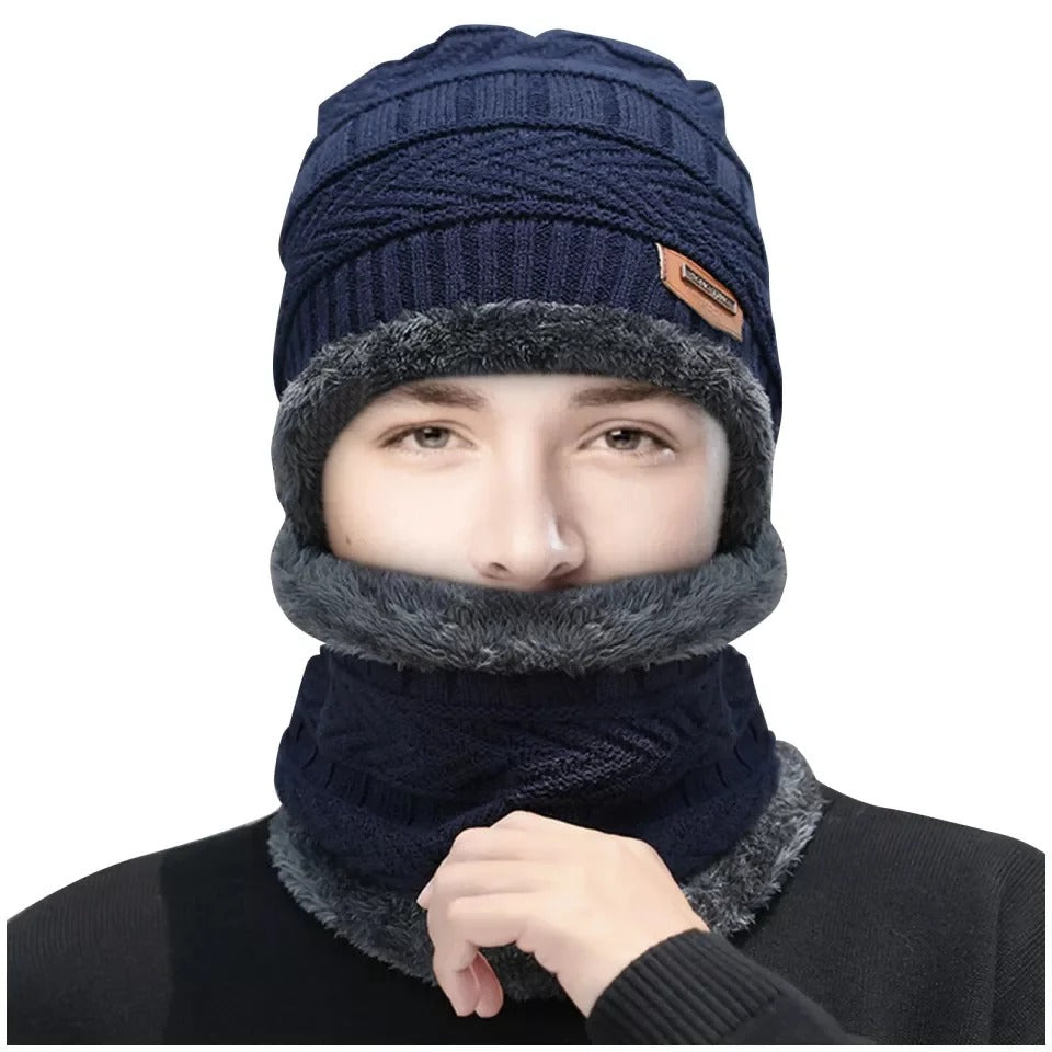 Winter Beanie Hat and Scarf Thermal Knit Hat Skull Cap Full Set-2 Piece