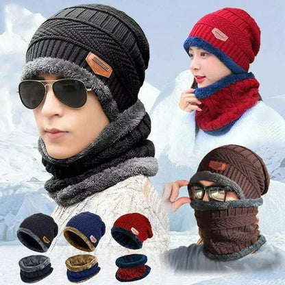 Winter Beanie Hat and Scarf Thermal Knit Hat Skull Cap Full Set-2 Piece