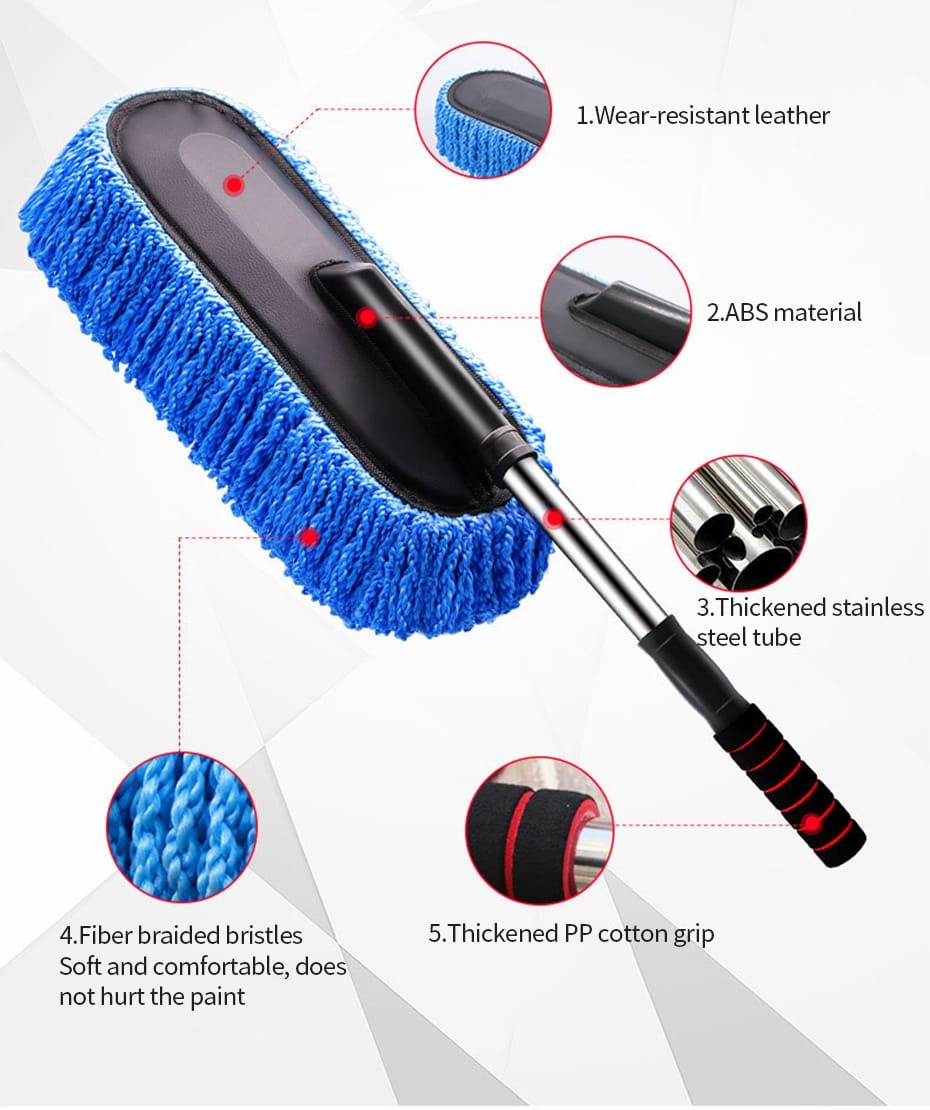 Extendable Microfiber Car Duster with a soft, scratch-free design