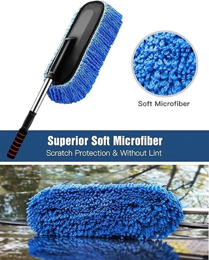 Extendable Microfiber Car Duster with a soft, scratch-free design