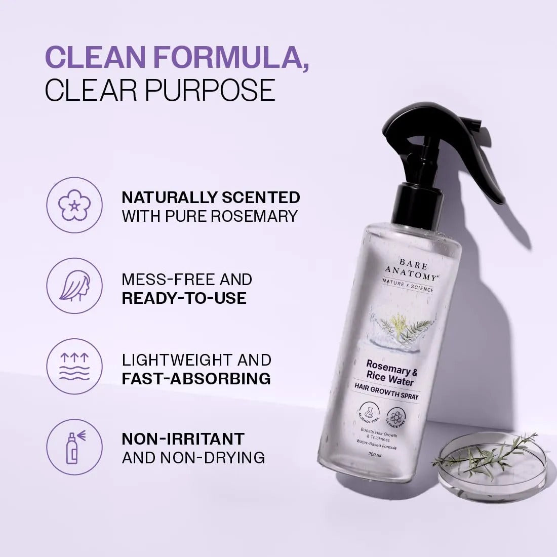 Bare Anatomy Rosemary & Rice Water Hair Growth Spray