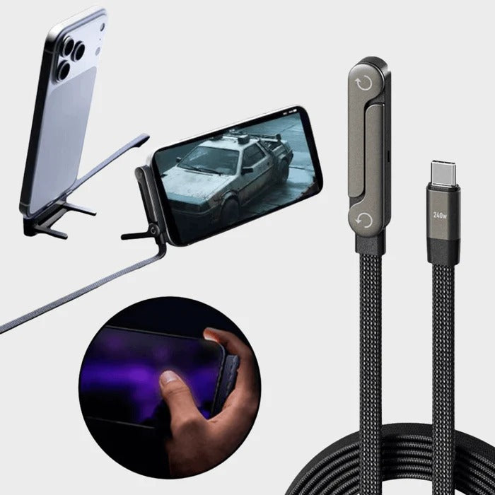 The Viral 240W Fast Charging Type C to C Cable with 360 Degree Aluminum Stand