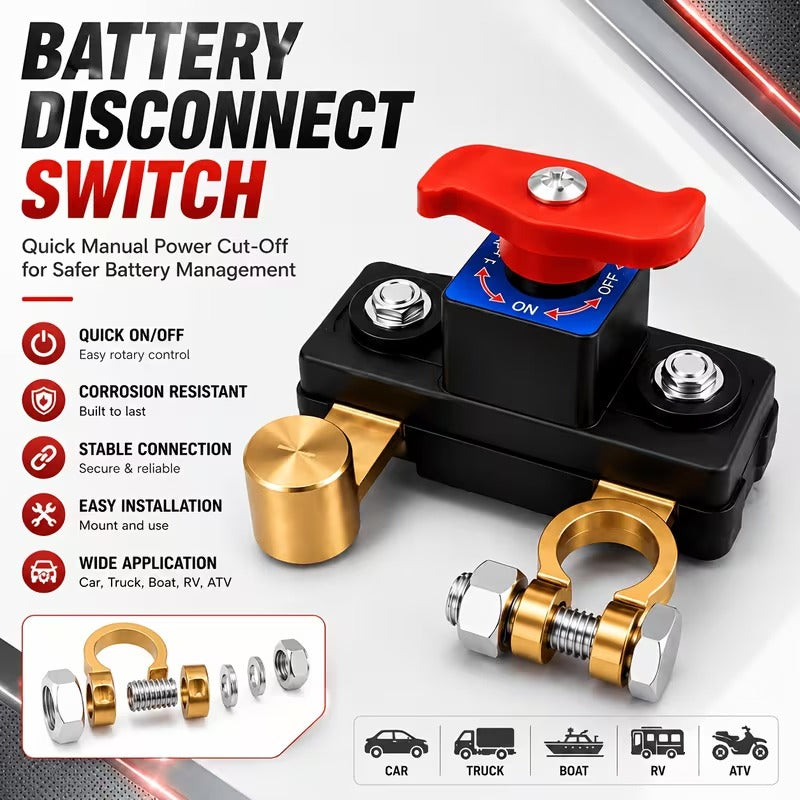 Anti Theft Car Lock|12V/24V Car Battery Disconnect Switch|Manual Power Cut-Off Switch|Battery Isolation Disconnect Switch for Cars