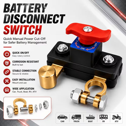 Anti Theft Car Lock|12V/24V Car Battery Disconnect Switch|Manual Power Cut-Off Switch|Battery Isolation Disconnect Switch for Cars