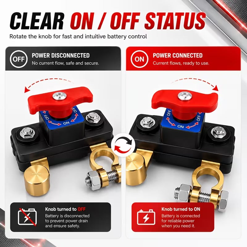 Anti Theft Car Lock|12V/24V Car Battery Disconnect Switch|Manual Power Cut-Off Switch|Battery Isolation Disconnect Switch for Cars