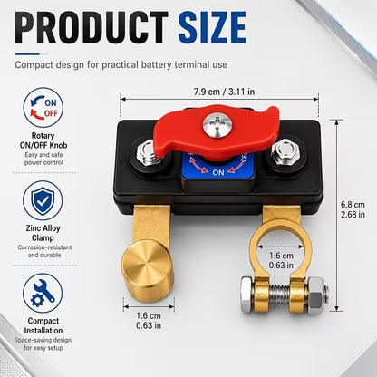 Anti Theft Car Lock|12V/24V Car Battery Disconnect Switch|Manual Power Cut-Off Switch|Battery Isolation Disconnect Switch for Cars