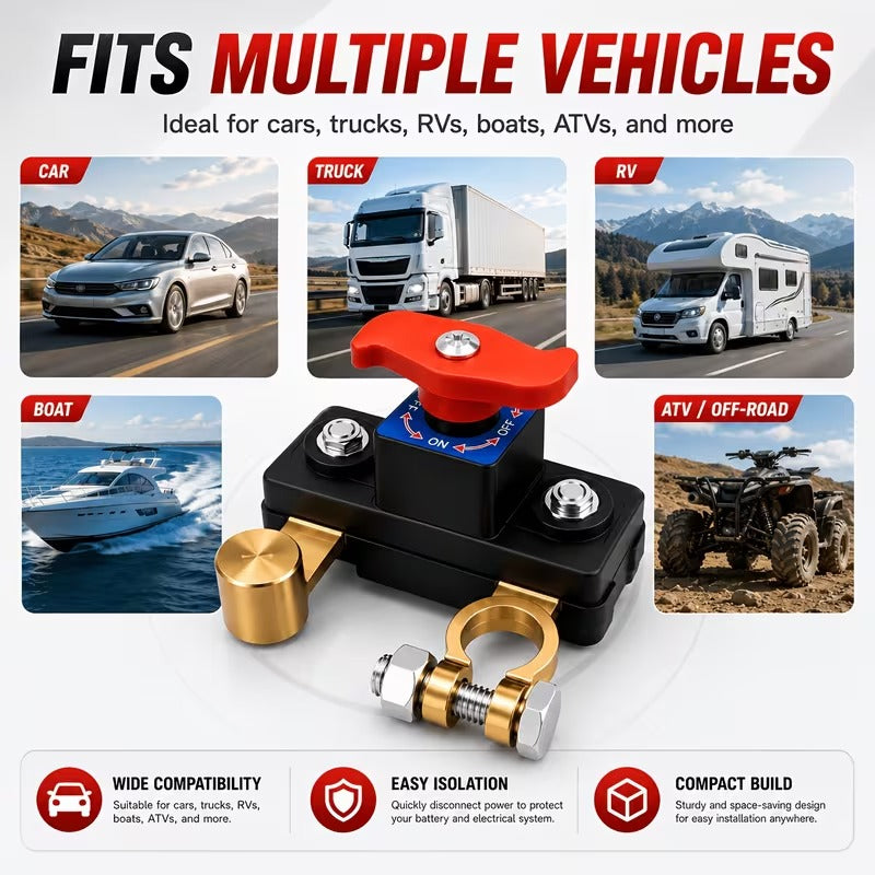 Anti Theft Car Lock|12V/24V Car Battery Disconnect Switch|Manual Power Cut-Off Switch|Battery Isolation Disconnect Switch for Cars