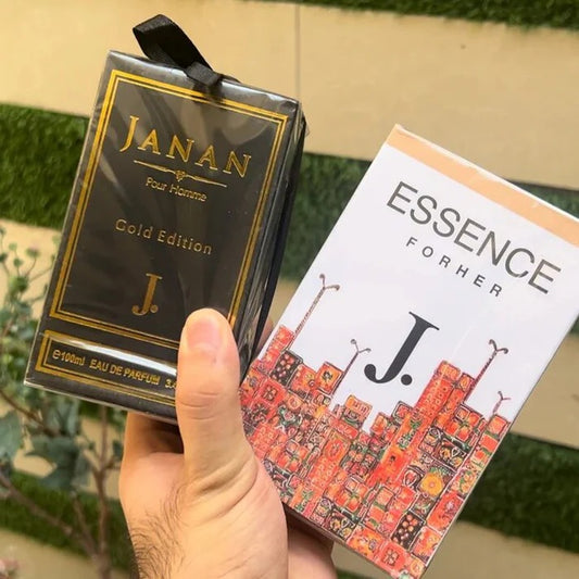 Pack Of 2 – J. Essence & J. Janan Perfume- 100ml for HER & HIM (Fresh Floral & Woody) 100ML