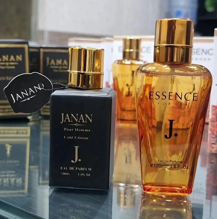 Pack Of 2 – J. Essence & J. Janan Perfume- 100ml for HER & HIM (Fresh Floral & Woody) 100ML