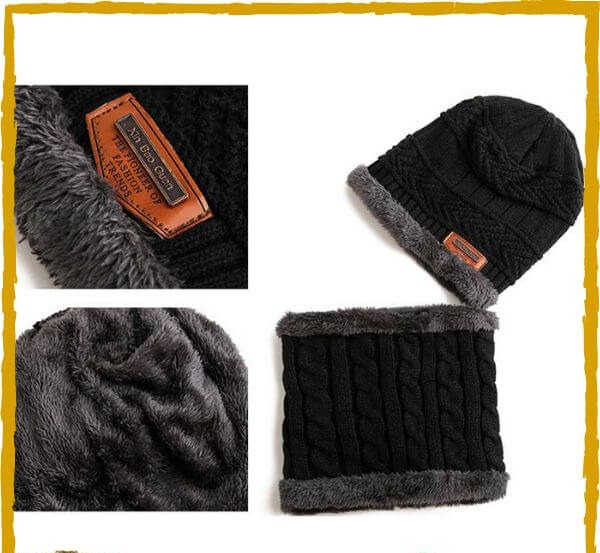 Winter Beanie Hat and Scarf Thermal Knit Hat Skull Cap Full Set-2 Piece
