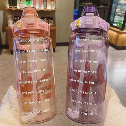 2 Liter Water Bottle with Straw Female Jug Girls Portable Travel bottles Fitness