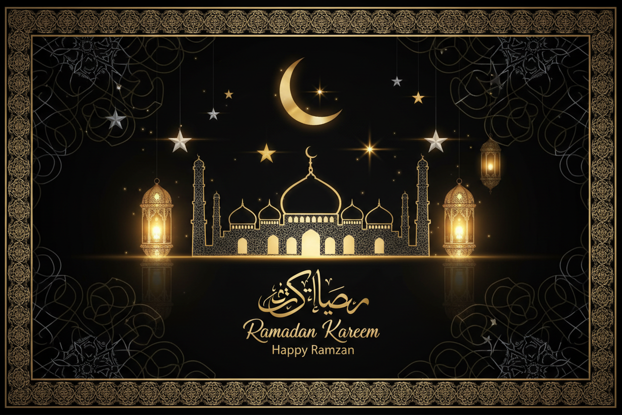 RAMZAN BEAUTIFUL BANNER WITH BLACKGROND